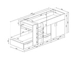 Trasman White Bunk Bed - dimensions